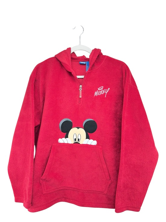 Disney Tops - Disney Mickey Red Fleece 1/4 Zip Pullover Womens Large